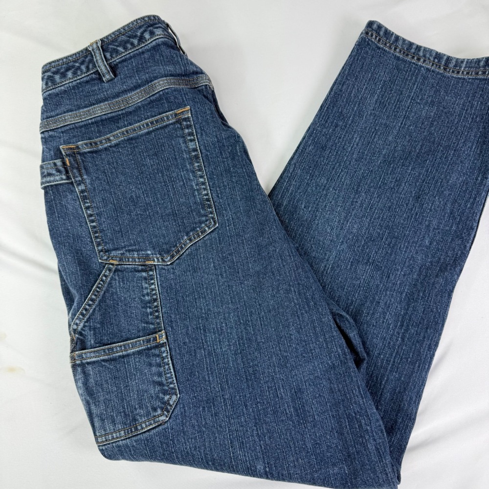 Duluth Trading Co Womens Carpenter Jeans Blue Denim Straight Leg 12x31 Workwear